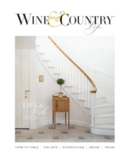 cover of wine and country magazine - white stair case with the wine and country logo