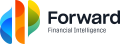 forward logo that says forward in larger black text with financial intelligence under that with a blue, orange, and yellow wave design to the left of the wording